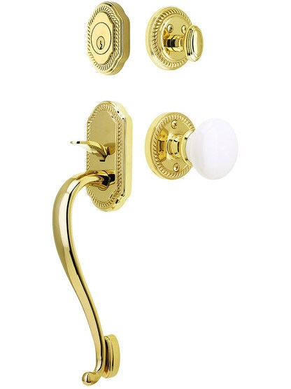 Newport Entry Lock Set in PVD Finish with Hyde Park Knob and